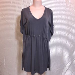 Spense Gray Batwing Dolman Tie Waist Cinched Dress